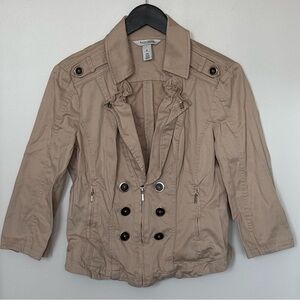 White House Black Market - Women's Tan Zip Up Jacket - Size 10